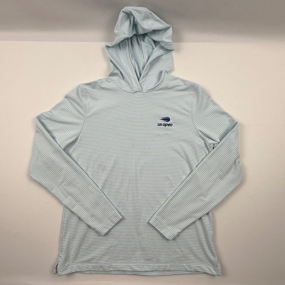 Peter Millar US Open Women Small Blue Striped Performance Hoodie UPF 50+